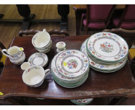 A Copeland Spode and later Chinese Rose pattern part breakfast service, 43 pieces