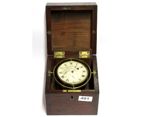 An early mahogany cased chronometer by P. Field of New York, case W. 15cm.