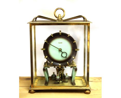 A Kundo enamelled four glass four hundred day mantle clock, H. 27cm.