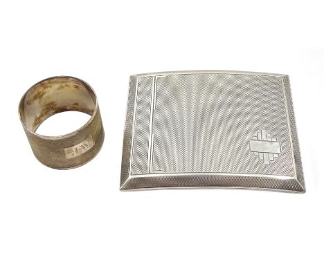 Silver cigarette case and napkin ring hallmarked