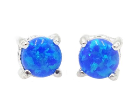 Pair of silver opal stud earrings, stamped 925