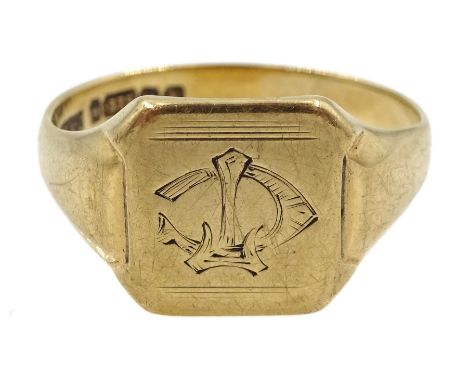 9ct gold signet ring,  Birmingham 1936