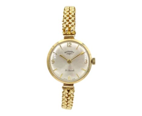 Rotary 9ct gold ladies manual wind bracelet wristwatch, hallmarked