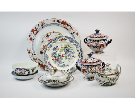 A selection of 19th century and later dinner service, comprising; a pair of Masons ironstone tureens and covers, of small pro