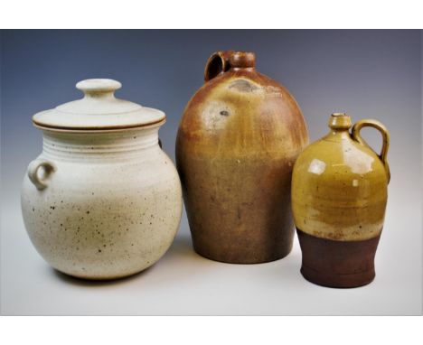 A salt glazed stoneware flagon of large proportions, 19th century, the flagon of typical form, impressed mark for 'G Walker C
