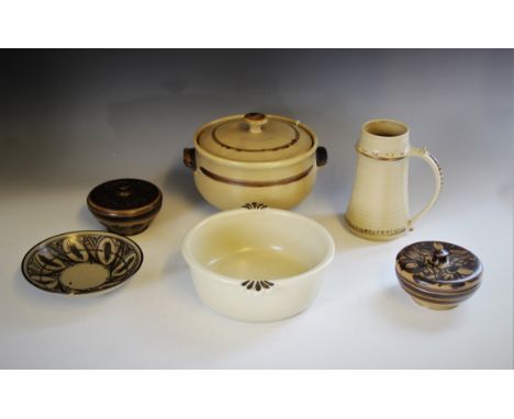 A collection of Bullers ceramics, mid 20th century, comprising; four bowls designed by Agnete Hoy (1914-2000), the largest 19