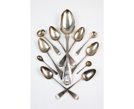 A set four George III Old English pattern silver teaspoons, William Eley &amp; William Fearn, London 1811, each with monogram