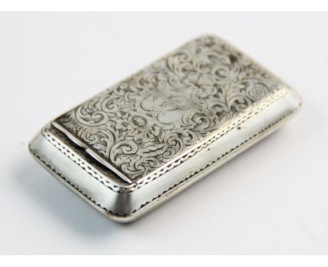 A George III silver snuff box, Joseph Willmore, Birmingham 1813, of rectangular form, the hinged cover designed with floral f