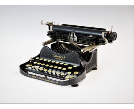 A Corona Special folding typewriter, early 20th century, with original box and instruction manual 