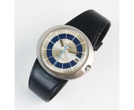 A gent's 1960's Omega Geneve Dynamic stainless steel wristwatch, the round silver and blue dial with luminous hands and date 