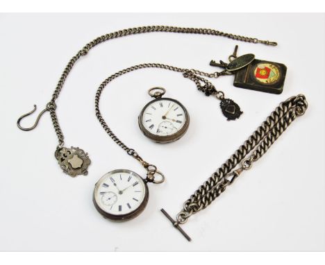 A silver pocket watch, possibly Thomas Cleaver, Chester 1891, the white enamel dial with black Roman numerals and subsidiary 