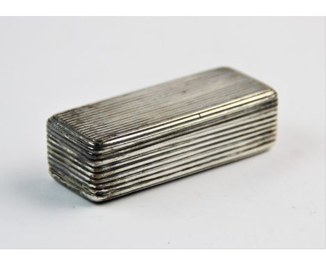 A George III silver snuff box, probably Cornelius Bland, London 1797, the rectangular body with reeded design, hinged cover a