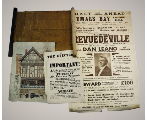 A collection of documents and other ephemera, 19th century and later, to include a rolled canvas map titled 'A Coppy of a Rec