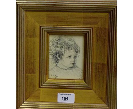 Josephine Graham (Scottish School) Pencil sketch of a young child, signed bottom right, in a gilt wood frame, 8 x 10cm 