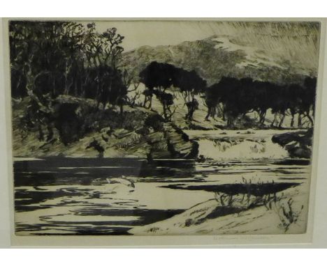 Norman Wilkinson  'The Bewitched Pool' Drypoint, signed in pencil, in a glazed ebonised frame, 31 x 24cm 