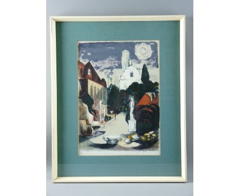 SARAH NECHAMKIN artist's proof (15/15) lithograph - scene at Portmeirion, signed and dated 1960, 40 x 28.5 cms