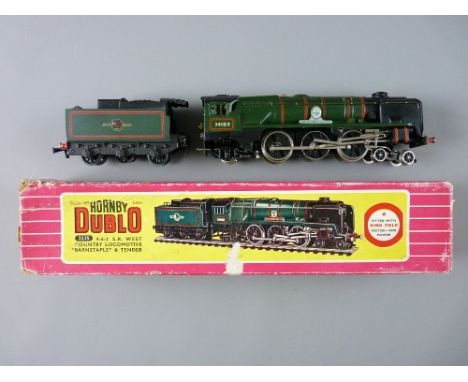 MODEL RAILWAY - Hornby Dublo 2235 S R West Country 'Barnstaple' and tender, boxed, serviced and test run, good/very good