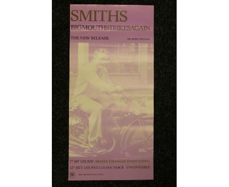 THE SMITHS - a 1986 UK Rough Trade Records promo poster for 'Bigmouth Strikes Again' (23x58.5cm). Previously rolled with ligh