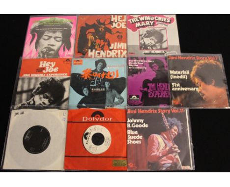 JIMI HENDRIX: MIXED WORLD 7" - This lot comprises ten 7" Jimi Hendrix releases from around the globe. With such a vide variet