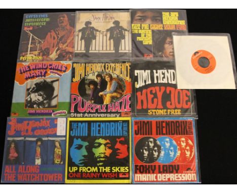 JIMI HENDRIX: GERMAN This outstanding lot of nine 7" German releases from Jimi Hendrix is in great condition, generally rangi