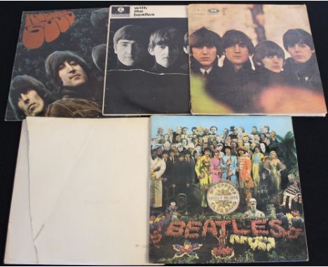 THE BEATLES - EARLY UK PRESSING LPS - Nice pack of 5 x early UK pressing studio LPs. Titles are Sgt. Pepper's Lonely Hearts C