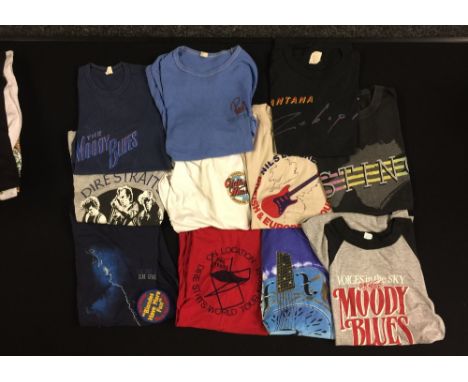 T-SHIRTS - 11 vintage 70's & 80's tour t-shirts featuring the bands Santana, The Moody Blues (x2), Sting, Nils Lofgren 1979, 