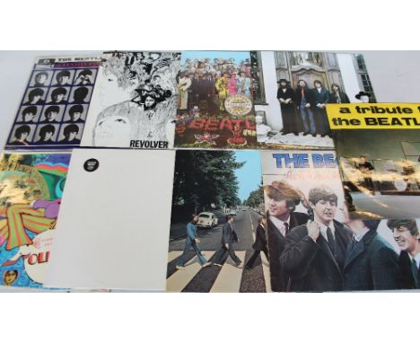 BEATLES - A fantastic collection of 8 x Beatles LPs and a tribute album. Titles include A Hard Day's Night (PMC 1230, first U