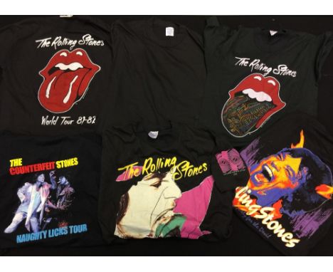 THE ROLLING STONES - T-SHIRTS - 6 Rolling Stones t-shirts to include 3 1981-82 tour t-shirts each featuring the same design o
