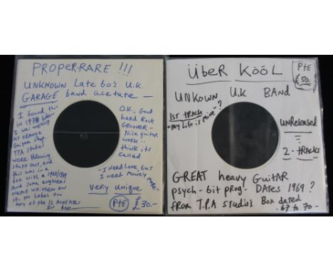 UNKNOWN ACETATE RECORDINGS - UK GARAGE - Unique pack of 2 x 'unknown' 7" acetate discs. First up is a 'Hard Rock Groover' wit