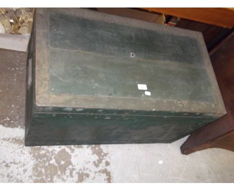 A metal bound wooden zinc-lined trunk