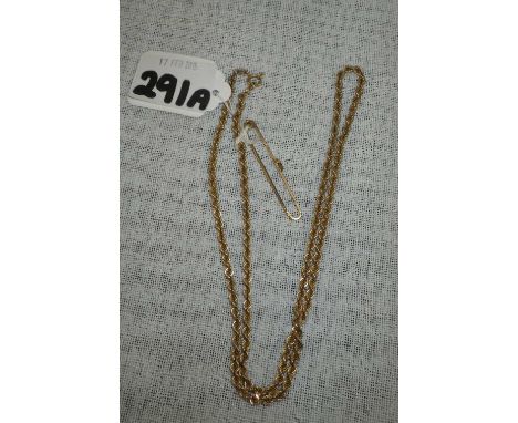 A 9ct yellow gold rope-twist chain and a gold stick-pin (2)