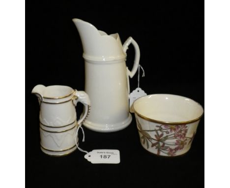 A Worcester aesthetic period jug and two similar items