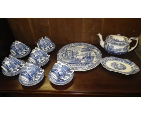 A quantity of Spode, Italian blue and white teaware