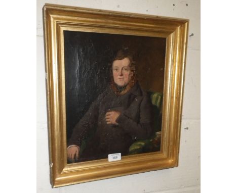 E W Gill: An oil on canvas portrait of gentleman in a gilt frame (label to reverse)