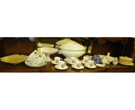 A set of six Royal Worcester coffee cans with saucers and a quantity of decorative ceramics