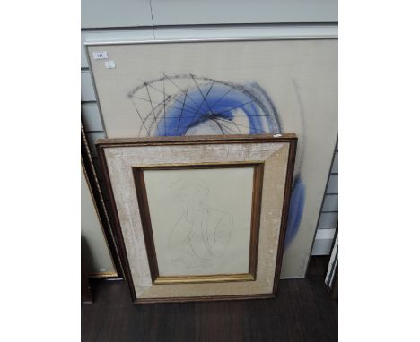 A print, abstract study in blue and a re-print study 