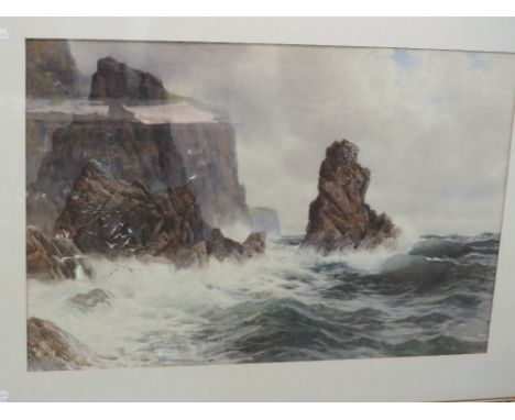 A watercolour, Richard Wane, Rocky coastal seascape, signed