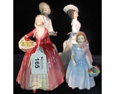 Three Royal Doulton bone china figurines to include; 'Margaret' HN2397, 'Wendy' HN2109 and 'Janet' HN1537. Together with a Na