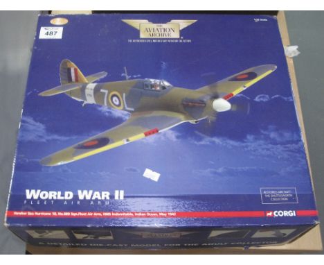 Corgi 'The Aviation archive' World War II fleet air arm Hawker C Hurricane diecast model vehicle in original box 1:32 scale. 