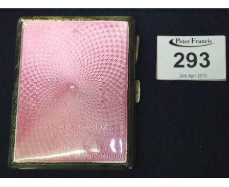 A silver cigarette case with pink guilloche enamel.(B.P. 24% incl. VAT) CONDITION REPORT: Wear to silver and damage to enamel