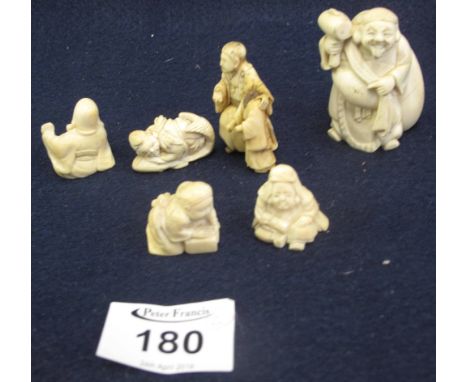 Group of oriental ivory and other items to include; figures and figure groups, netsuke etc. (6)(B.P. 24% incl. VAT)