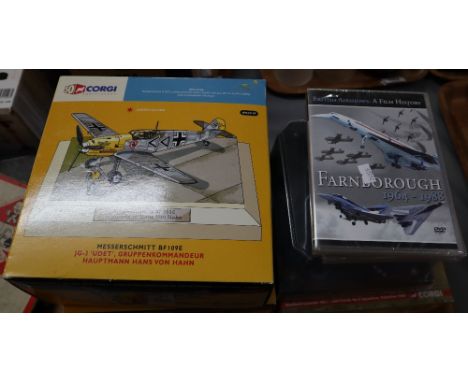 Two Corgi anniversary diecast boxed model airplanes to include; Super Marine Spitfire MKI, the aviation archive World War II 