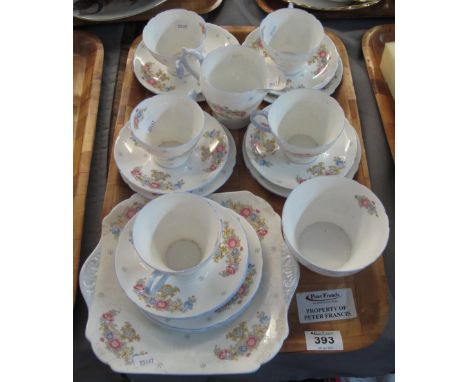 Twenty piece Shelley fine bone china tea service on a white ground with floral sprays.(B.P. 24% incl. VAT) CONDITION REPORT: 