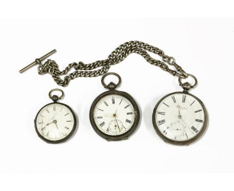 A William Bent of London E.C. silver pocket watch, the white enamel dial with black roman numerals and subsidiary dial on alb