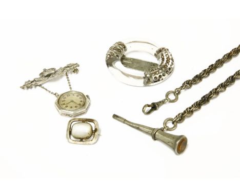 A collection of costume jewellery to include a collection of paste stone items, an Art Deco early plastic and paste stone cli