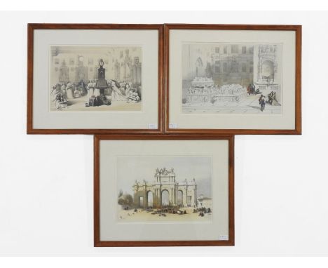 A David Roberts lithograph, CHAPEL OF THE NUNNERY OF THE MOST PURE VIRGINand two other David Roberts lithographs, 27 x 39cm (