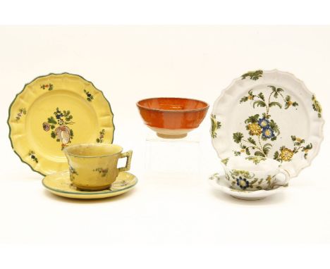 An Italian majolica tea service, with floral decoration, and other similar wares