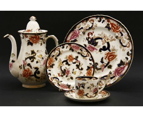 A Masons Ironstone part dinner service, in the Mandalay pattern, including twelve dinner plates, twelve tea plates, nine coff