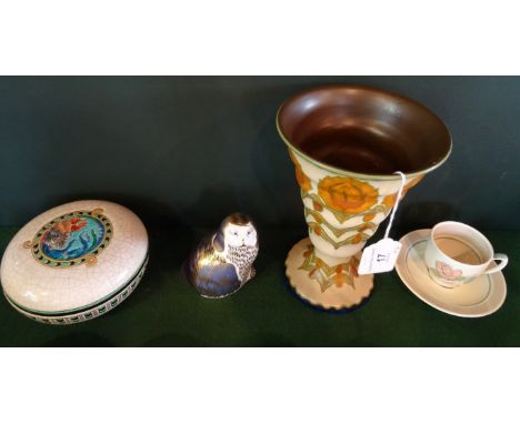 A Royal Crown Derby Imari patterned paperweight, having silver stopper, together with a Susie Cooper coffee can and saucer, a