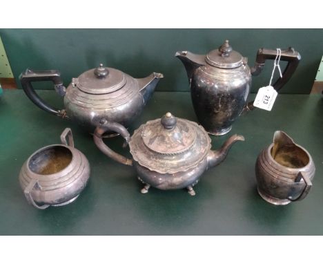 A 1930's silver plated four piece tea service, comprising: teapot, water jug, sugar bowl and cream jug, together with an Aust